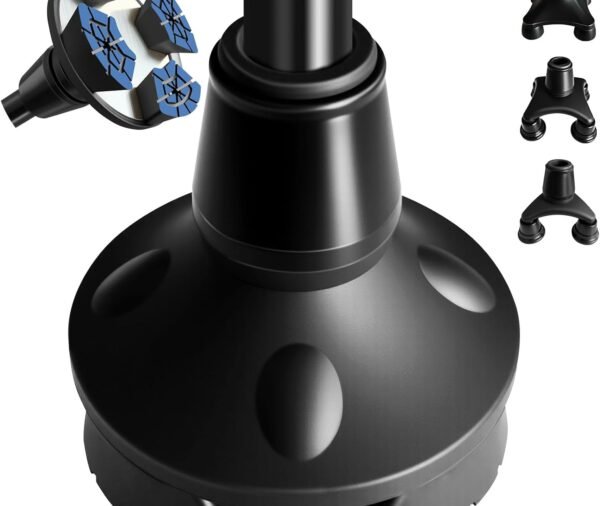 ispuoocti  Quad Cane Base Self Standing Design with Heavy Duty,360° Pivoting for All Terrains Stable and Non-Slip for 3/4 inch Canes (Quad Cane Base-C)