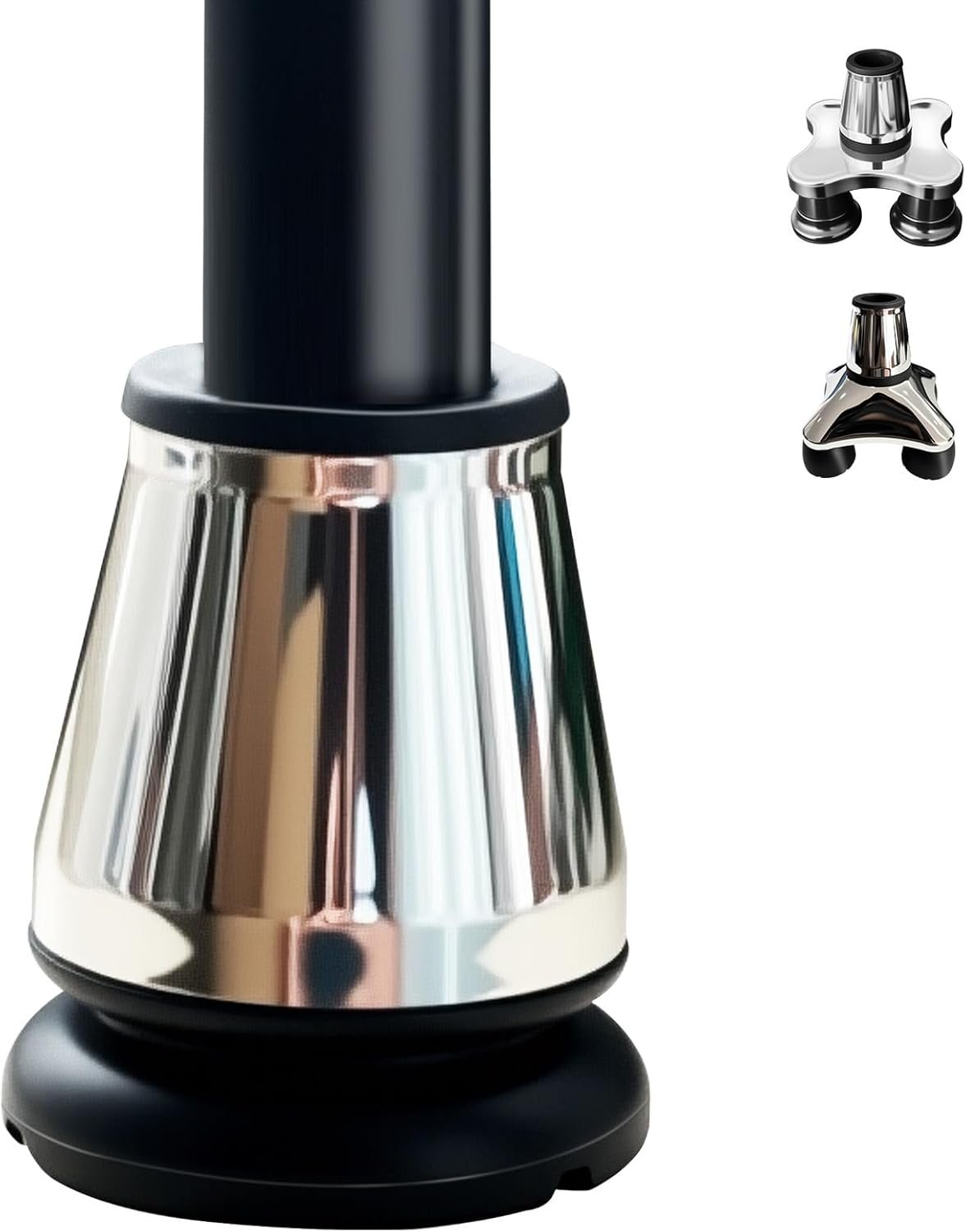 ispuoocti 2 Pack Non Slip Wear-Resistant Cane Tips with Chrome-Plated Protective Layer , Lightweight Shock-Absorbing All Terrain Cane Tip for 3/4 inch Canes(2 Cane Tip )