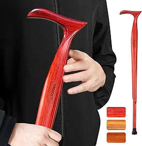 ispuoocti Natural Solid Wood Gentleman's Cane, Ergonomic handle Heavy Duty Support up to 500Lbs（sandalwood）