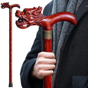 ispuoocti Hand Carved High-end Dragon Cane, Lightweight Design Support Up to 500lbs, Suitable for Discerning Personal and Gift Use（sandalwood）