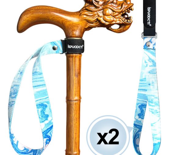 ispuoocti 2 Pack Universal Adjustable Wrist Strap for Canes, Trekking Poles, Non-Slip Breathable Walking Stick Accessories for Hiking to Wear Comfortably All Day