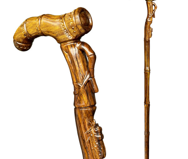 ispuoocti 3D Hand-Carved Wooden Walking Cane for Men Women 500 lb Capacity ,Natural Solid Wood One-piece Carving Wood Wax Oil Coating Ergonomic Canes for Seniors, Walking Aid &Sculpture Art Collectible (Bamboo)